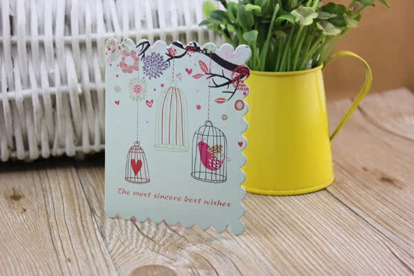 【特价韩国中秋教师节祝福小鸟图留言贺卡感谢